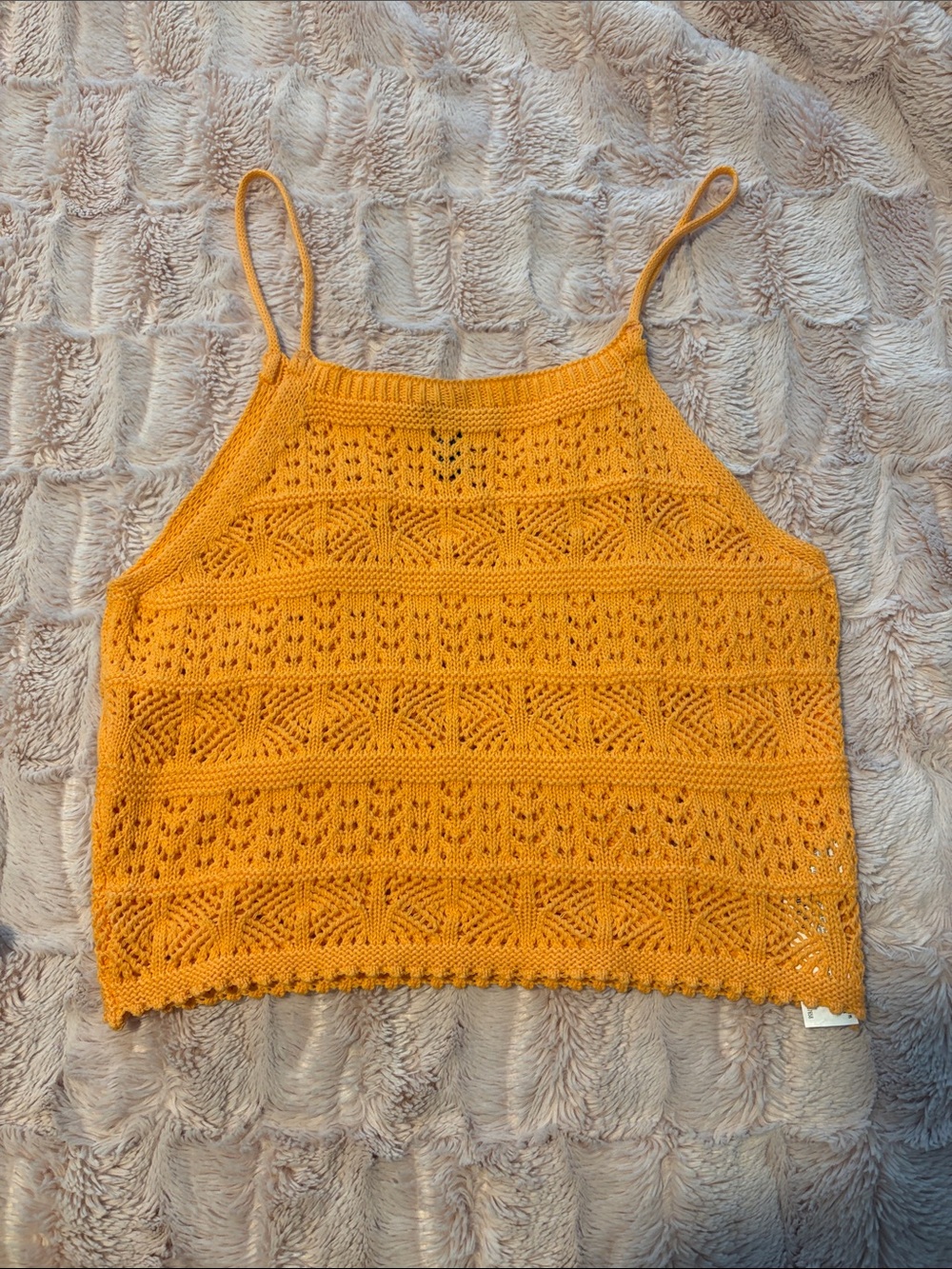 Women’s Crochet Knit Cami Tank Top - Neon Orange
